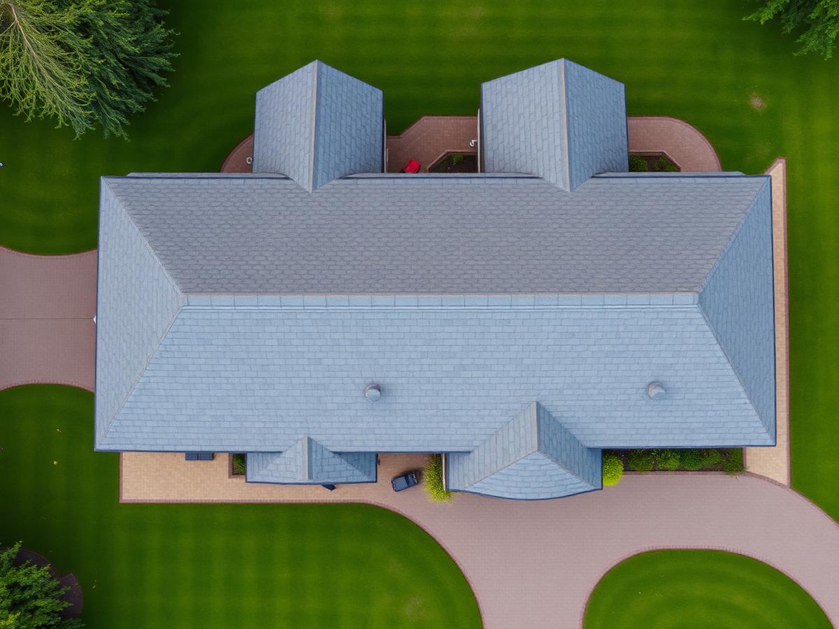 Aerial view of a premium pitched roof